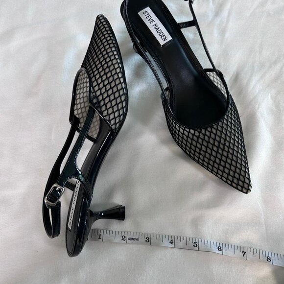 Steve Madden Black and Cream Slingback kitten heel shoes Size 38 New - Picture 5 of 6